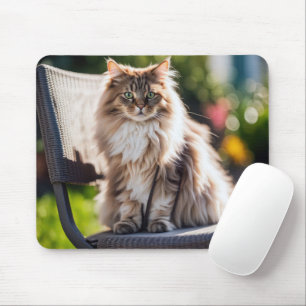 Alfombrilla De Ratón Maine Coon Cat Sobre La Silla