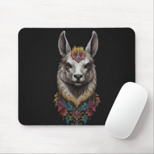 Alfombrilla De Ratón "Majestad floral: Una Llama adorada con flores"