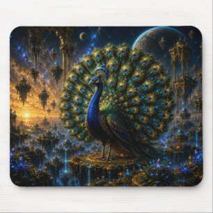 Alfombrilla De Ratón Majestic Blue & Gold Celestial Peacock Mouse Pad