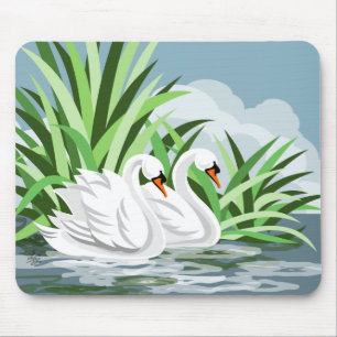 Alfombrilla De Ratón Majestic White Swan Pair