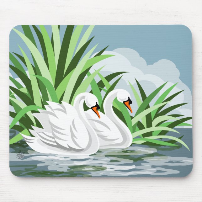 Alfombrilla De Ratón Majestic White Swan Pair (Frente)
