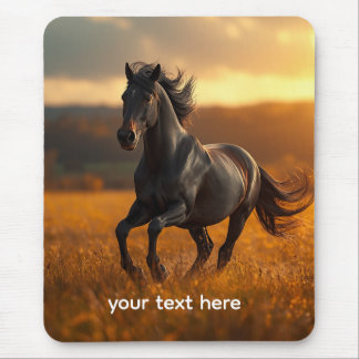 Alfombrilla De Ratón Majestuoso Caballo Negro de Otoño Rompecabezas