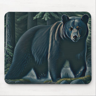 Alfombrilla De Ratón Majestuoso Oso Negro Del Bosque Del Norte