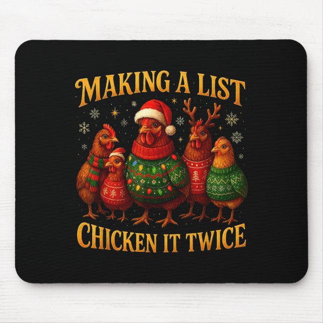 Alfombrilla De Ratón Making A List Chicken It Twice Funny Christmas  (Frente)