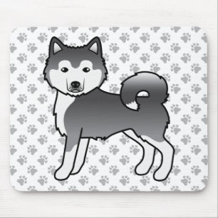 Alfombrilla De Ratón Malamute de Alaska azul perro de dibujos animados