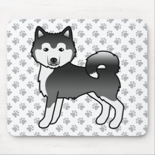 Alfombrilla De Ratón Malamute de Alaska blanco y negro perro de dibujos