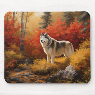 Alfombrilla De Ratón Malamute de Alaska en hojas de otoño se inspira