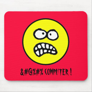 Alfombrilla De Ratón Maldita Emoji enojada y palabras groseras de compu
