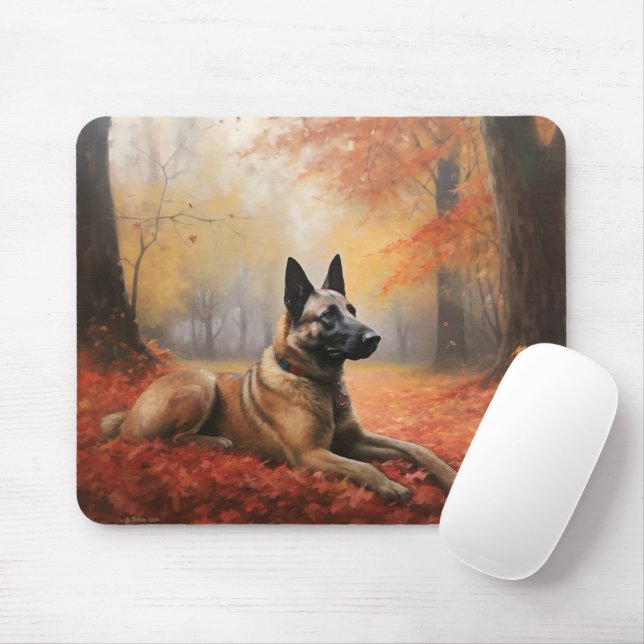 Alfombrilla De Ratón Malinoi belga en otoño se inspira (Con ratón)