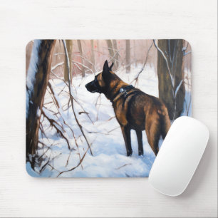 Alfombrilla De Ratón Malinois Belga Deja que nieve Navidad