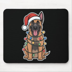 Alfombrilla De Ratón Malinois Belga Envuelto En Luces De Navidades