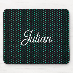 Alfombrilla De Ratón Malla de red verde monograma sobre negro
