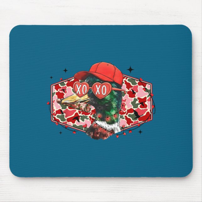 Alfombrilla De Ratón Mallard Duck Camouflage Happy Valentine's Day Hunt (Frente)