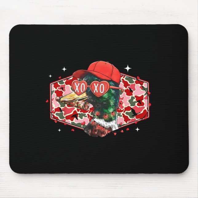 Alfombrilla De Ratón Mallard Duck Camouflage Happy Valentine's Day Hunt (Frente)