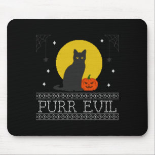 Alfombrilla De Ratón Malo Ronroneo _ Gato Negro Divertido Lindo Espeluz