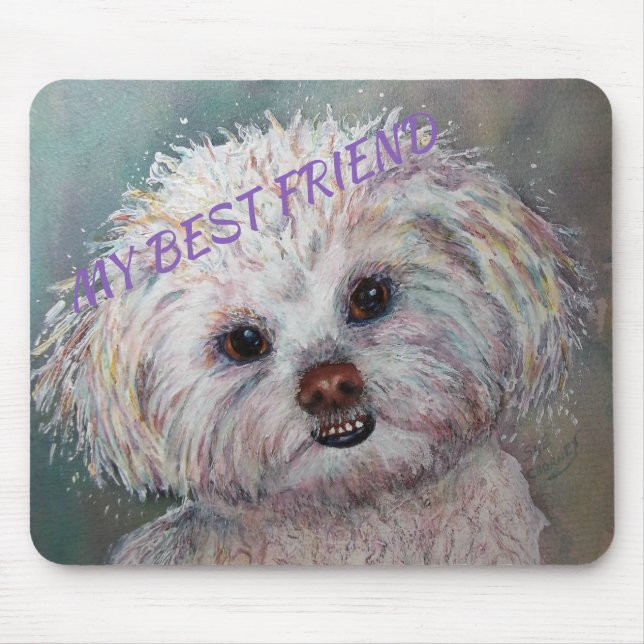 ALFOMBRILLA DE RATÓN MALTESE YORKIE MIX BLANCO DULCE (Frente)