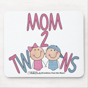 Alfombrilla De Ratón Mamá 2 gemelos niño y Chica