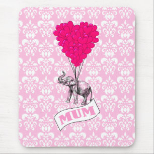 Alfombrilla De Ratón Mamá con elefante rosa