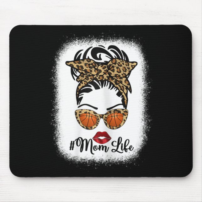 Alfombrilla De Ratón Mamá con sangre Life Messy Bun Baloncesto Hair Mot (Frente)