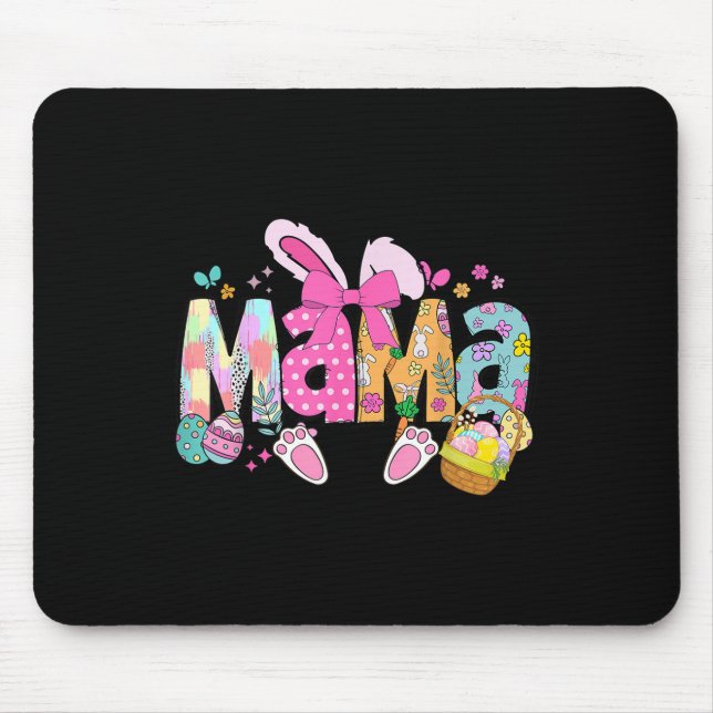 Alfombrilla De Ratón Mama Coquette Bow Bunny Easter Funny Mamá Hap (Frente)