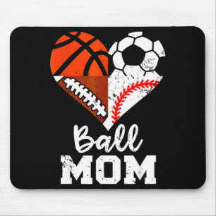 Alfombrilla De Ratón Mamá de Balón Corazón Divertido Fútbol Baloncesto