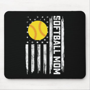 Alfombrilla De Ratón Mamá del Softball American Bandera de Estados Unid