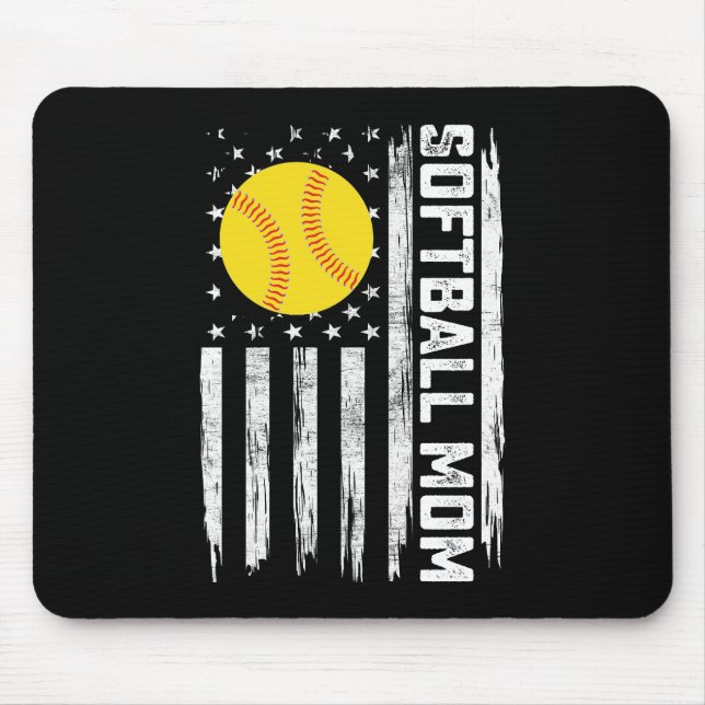 Alfombrilla De Ratón Mamá del Softball American Bandera de Estados Unid (Frente)