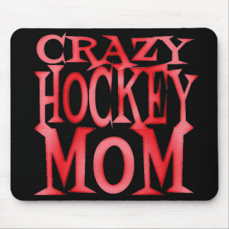 Alfombrilla De Ratón Mamá loca de hockey en rojo loco