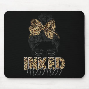 Alfombrilla De Ratón Mama Messy Bun Mom Life Leopard Tattooed Mom