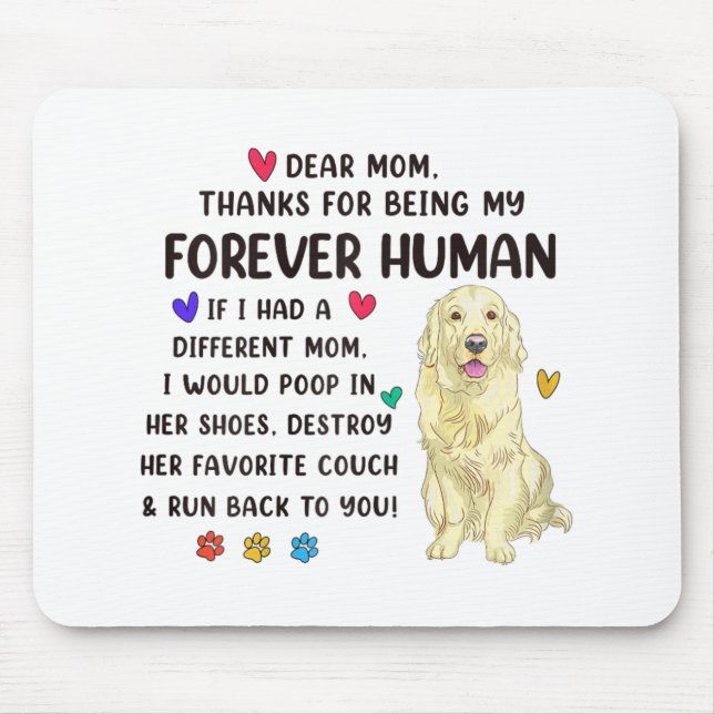 Alfombrilla De Ratón Mamá para siempre Crema Humana Golden Retriever Mo (Frente)