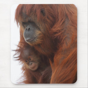 Alfombrilla De Ratón Mamá y bebé Orangutan