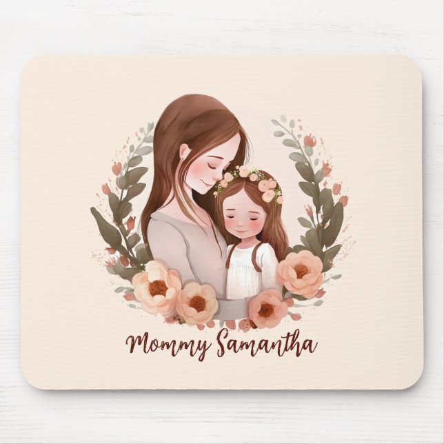 Alfombrilla De Ratón Mamá y hija con Rosa Wreath 2 (Frente)