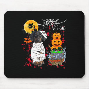 Alfombrilla De Ratón Mami Dachshund Perro Halloween Perro Scary Calabaz