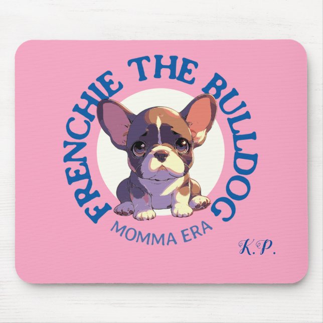 Alfombrilla De Ratón Mamma era frenchie cita divertida texto rosa vinta (Frente)