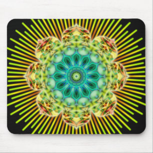Alfombrilla De Ratón Mandala amarillo verde   negro