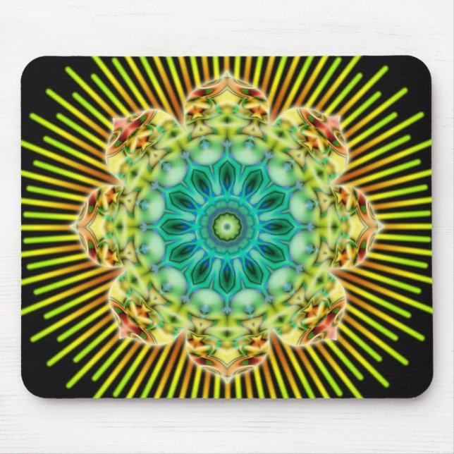 Alfombrilla De Ratón Mandala amarillo verde | negro (Frente)