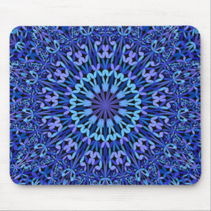 Alfombrilla De Ratón Mandala azul del caleidoscopio del pétalo