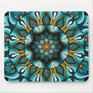 Alfombrilla De Ratón Mandala azul elegante Boho de geometría sagrada
