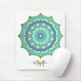Alfombrilla de ratón mandala boho azul turquesa do