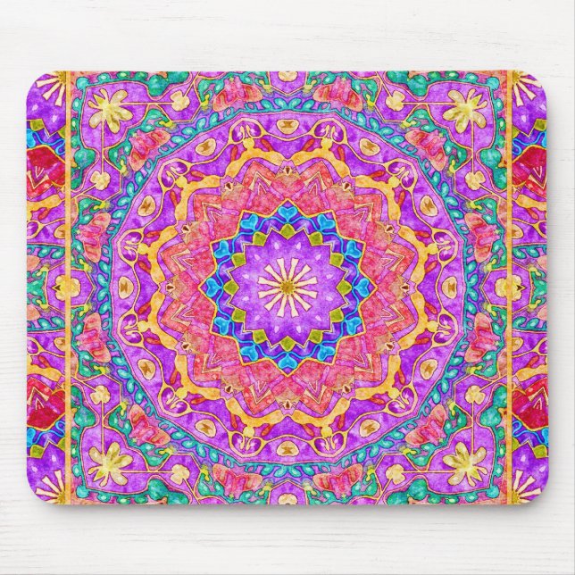 Alfombrilla De Ratón Mandala brillante Mousepad de la acuarela de la (Frente)