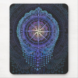 Alfombrilla De Ratón Mandala de brújula celeste