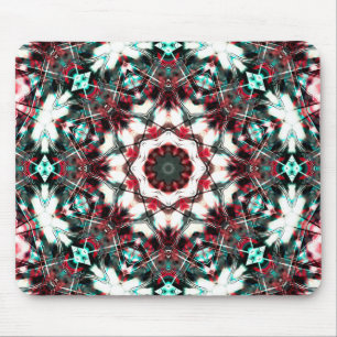 Alfombrilla De Ratón Mandala de color rojo a gris cian que simula pieza