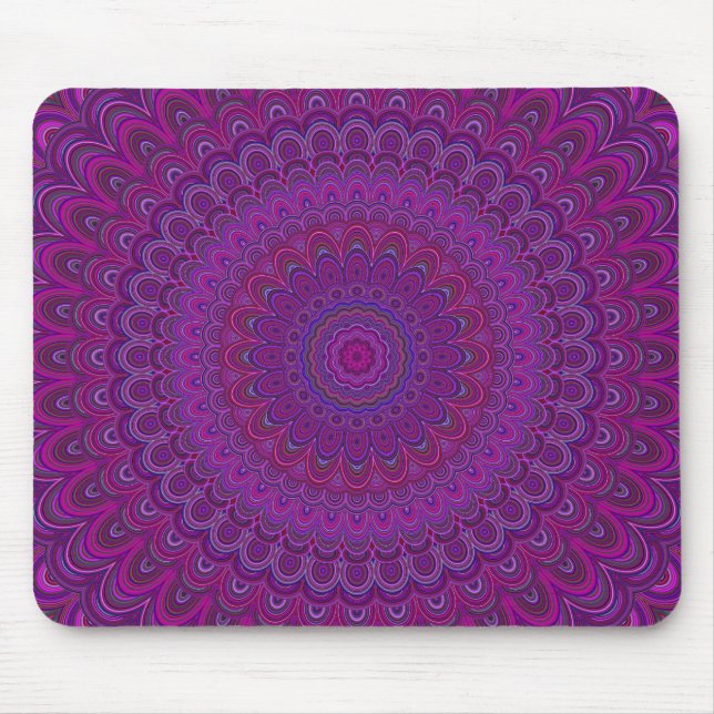 Alfombrilla De Ratón Mandala de flores moradas (Frente)