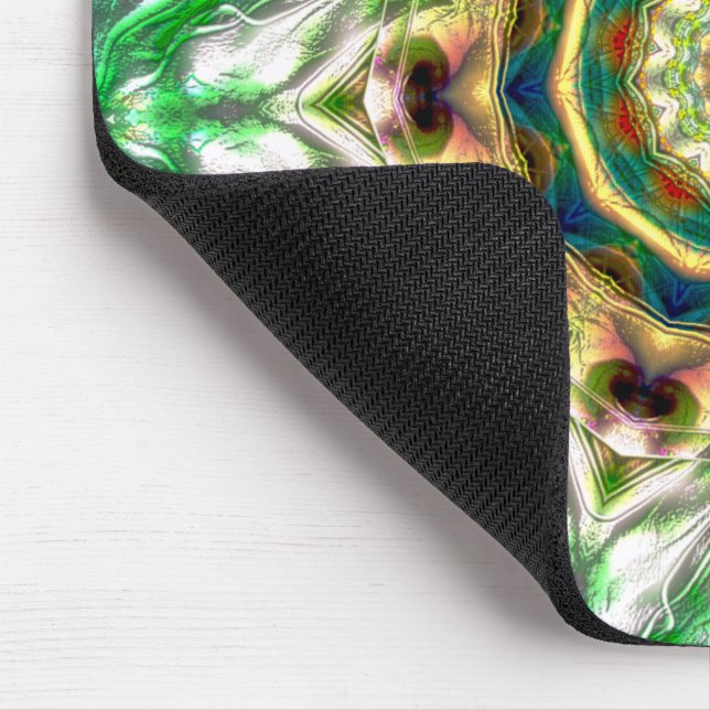 Alfombrilla De Ratón Mandala de textura azul y verde metalizado áspera (Esquina)