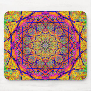Alfombrilla De Ratón Mandala en forma de estrella fractal  Psicodélico