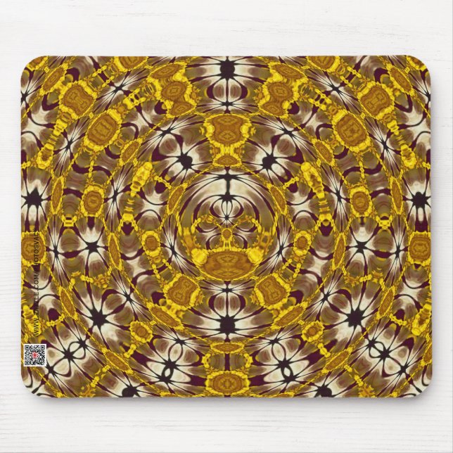 Alfombrilla De Ratón Mandalá Floral Dorado Patrón Boho (Frente)