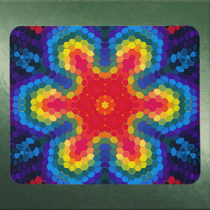 Alfombrilla De Ratón Mandalá Hexagonal Rojo Amarillo y Azul