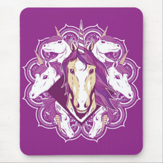 Alfombrilla De Ratón Mandala morada unicornio