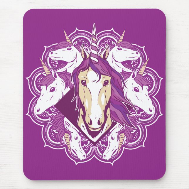 Alfombrilla De Ratón Mandala morada unicornio (Frente)