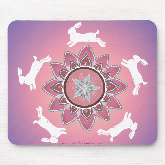 Alfombrilla De Ratón Mandala Mousepad del conejo del baile (Frente)